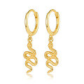 wholesale 925 Sterling Silver Small Animal Snake-shaped Hoop Earrings with Crinkled Design, Unique and Minimalist Style-0-0
