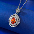wholesale Metal S925, 5*7mm oval Fanta orange pendant, daily versatile fashion commuter live stream style-0-5