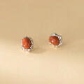 wholesale S925 silver nalan ear accessories fresh and sweet ins style design sense south red agate ear studs M06598-0-3