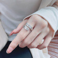 wholesale S925 Sterling Silver Double Layer Creative English Letter Adjustable Ring, Korean Style Fresh and Sweet Index Finger Ring-0-0