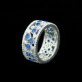 wholesale 925 Silver Gold-Plated Ring with High-Carbon Diamond and GRC Lab-Grown Royal Blue Spinel, Versatile Fashion Jewelry for Women-0-2