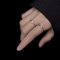 wholesale S925 Silver Japanese Minimalist Single Diamond Full Circle Ring for Women, Elegant Korean Style Thin Band Best Friend Ring J3237-0-2