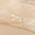 wholesale S925 Sterling Silver Asymmetric Heart Stud Earrings for Women, Korean Style Nature-Inspired with Diamond Accents and Hollow-Out Design, Sweet and Cute E6559-0-4