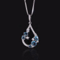 wholesale S925 Sterling Silver Sweet Style Natural Garnet Necklace with Diopside and Topaz Pendant Advanced Jewelry-0-1
