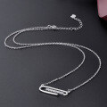 wholesale S925 Sterling Silver Paperclip Diamond Necklace for Women, Minimalist Collarbone Chain with Unique Pendant Set-0-3