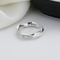 wholesale S925 Sterling Silver Minimalist Twisted English Letter Open Ring Versatile Mobius Style Index Finger Ring-0-3
