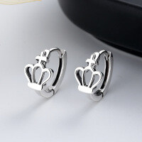 wholesale S925 Sterling Silver Sweet and Cool Style Hollow Crown Ear Clips New Elegant and Exquisite Minimalist Fashion Earring Accessories-080FR/approx. 2.3g/pair 925 silver