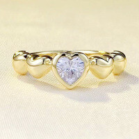 wholesale S925 silver gold-plated heart-shaped stack ring, trendy jewelry romantic series ring for women-R743 Gold>9