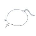 wholesale Sterling Silver S925 Women's Korean Style Fashion Diamond-Encrusted Cross Pendant Chain Bracelet, Elegant and Personalized Petite Hand Accessory S2604-0-4