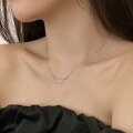 wholesale S925 Sterling Silver Laughing Mouth Design Zircon Inlaid Minimalist Luxury High-End Plain Silver Collarbone Necklace-0-2