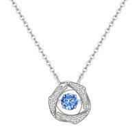 wholesale S925 sterling silver micro-paved zirconia jumping heart snowflake flower necklace, luxurious and elegant high-end necklace-Style 1>925 silver