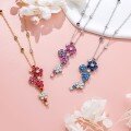 wholesale Metal material first: Cross-Border Hit Midnight Dream High-End Jewelry Plum Blossom Necklace for Women, Floral Colored Diamond Gemstone, High-End Craftsmanship Choker Necklace-0-0