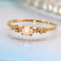 wholesale 14K gold-plated silver jewelry, Japanese retro lightweight luxury style natural blue moonstone zircon ring wholesale-Blue Moonstone>Hong Kong 15 yards