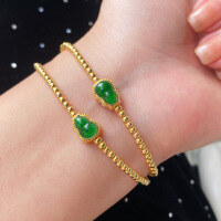 wholesale S925 sterling silver whole-body gourd bead bracelet, stylish, versatile, lightweight luxury, office hand chain, elegant for women-BS0118-Gold>925 Silver