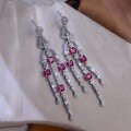 wholesale 925 silver gold-plated lab-grown ruby earrings for women with tassels, a new hot sale on TikTok Live-0-3