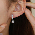 S925 Silver Six-Prong Earrings with Moissanite and Tassel-0-1