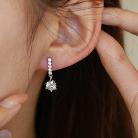 S925 Silver Six-Prong Earrings with Moissanite and Tassel-1 carat (D color moissanite)  925 silver