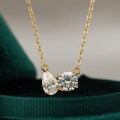 14K Gold Plated 925 Sterling Silver Moissanite Round Pendant Necklace-0-4