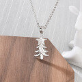 Sterling Silver Christmas Tree Necklace with Moissanite Star Pendant-0-2