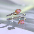 wholesale 925 Silver with Pink Diamonds Snake Coiled High-Carbon Diamond Ring, Fashion Minimalist Ring Loop, Mu Jing Jewelry New Design-0-2