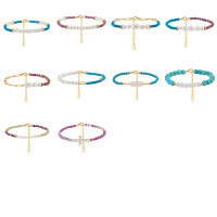 wholesale 14K Gold, S925 Sterling Silver, Turquoise, Natural Freshwater Pearl Adjustable Bracelet for Cross-Border Wholesale-MPB04-14K 925 silver