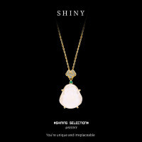 Metal Pendant Necklace, 2025 New Women's Luxury White Chalcedony Lariat Collar-S925 Sterling Silver with Gold and White Chalcedony  925 Silver