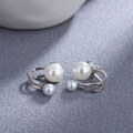 wholesale New Korean Style Metal Pearl Earrings, Two-Way Wear Elegant and Versatile Earrings-0-1