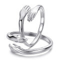 wholesale S925 Silver minimalist romantic open adjustable couple rings pair for him and her jewelry wholesale-0-2