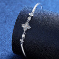 S925 Sterling Silver Adjustable Four-Leaf Clover & Moissanite Bracelet-0-0