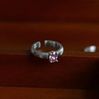 wholesale S925 Sterling Silver Aurora Paraiba Star Wheel Ring, Niche Design for Stacking with Pink Diamond, Padparadscha, and High-Carbon Diamond Ring-Pink Diamond Padparadscha &gt; Adjustable opening