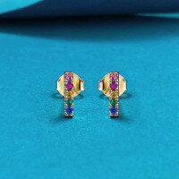 wholesale S925 Silver Jewelry-style Colorful Striped Diamond Stud Earrings Women's Fashion Elegant Versatile Cross-border AliExpress Best Seller-E646 Colorful Diamond Earrings>925 Silver