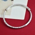 wholesale Matte 9999 Sterling Silver Star Moon Bangle Bracelet, Minimalist Push-Pull Cuff with a Niche Luxury Feel-0-0