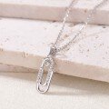 wholesale Metal Material S925 Sterling Silver Paper Clip Necklace Heart Shape Minimalist Geometric Design Silver Collarbone Chain for Women Hot Selling-0-1