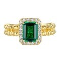 wholesale S925 Sterling Silver New 2ct Simulated Emerald Ring with High Carbon Diamond, Unique Design-0-4