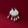 wholesale 999 Silver Exquisite Filigree Lotus Pendant Lock, Niche Design Lotus Peace Lock Pendant Y02141-0-0