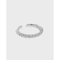 wholesale S925 Sterling Silver Minimalist Versatile Textured Ballpoint Open-Ended Thin Ring for Women, Korean Version Ins Niche Light Luxury Design-18K Gold [No. 14/Adjustable] Opening adjustable