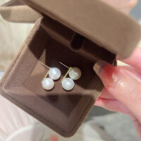 wholesale S925 Sterling Silver Red Elk French Retro Exaggerated Pearl Earrings, Luxury High-End Designer Stud Earrings for Women-BE0172-Gold 925 Silver