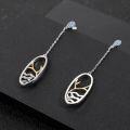 wholesale S925 Sterling Silver Designer High-End Long Earrings Shan Hai Jing Series with Natural Topaz and Sapphire Ear Studs-0-2