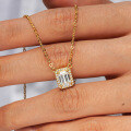 14K Gold Plated 925 Silver Emerald Cut 1ct Emerald Pendant Necklace with Moissanite-0-1
