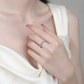 S925 Sterling Silver Full Moissanite Women's Stack Ring, Minimalist Everyday Design-0-2