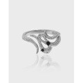 wholesale S925 Sterling Silver Open-Ended Ring with Original 762 Cuttlefish Series Textured Design for Women-0-0