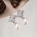 wholesale S925 Silver Pearl Ear Accessories with Chinese Knot, Crystal Zirconia Inlaid, National Style Elegance for Factory Wholesale-0-2