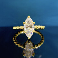 wholesale 925 Sterling Silver New Vine Twist Halo 6*12 Marquise RingIns-R524 Platinum No. 5