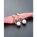 wholesale 925 Sterling Silver Pearl Earrings, Rose Gold Plated, Minimalist and Versatile High-End Small Design Elegant Stud Earrings-0-2