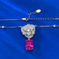 wholesale S925 Silver New Live Stream Product Micro-Paved Camellia 9*12 Rose Red Diamond Necklace Women's Collarbone Chain Pendant-0-5