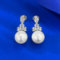 wholesale S925 silver jewelry new style 10mm pearl earrings for women, French-inspired luxurious elegant design, cross-border live streaming-0-1