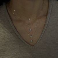 wholesale S925 Sterling Silver Waterdrop Crystal Pendant Necklace Sweet and Luxurious Minimalist Design Elegant and Delicate Collarbone Chain-20 points stone 925 silver gold