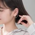 wholesale S925 silver two-way wear tassel ear clip for women, fashion synthetic pearl long earring G6263-0-1