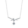 925 Silver Gold-Plated Bow Moissanite Necklace, D Color High Clarity, Wholesale-0-3