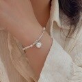 wholesale S925 Sterling Silver Natural Freshwater Pearl Bracelet for Women, Korean Summer New Style, Versatile Minimalist Round Tag Letter Hand Jewelry-0-1